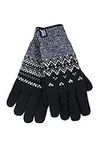 HEAT HOLDERS - Ladies Cute Striped Fairisle Warm Knitted Fleece Lined Winter Thermal Gloves (S/M, Black (Trondheim))