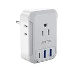 BESTEK European Travel Plug Adapter, Canada US to Europe Plug Adapter with 1 USB C, 2 USB Ports, and 4 CA/US Outlets, 7-in-1 Travel Adapter to Most of Europe (Type C)