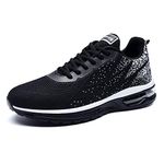 RomenSi Mens Air Trainers Running Shoes Athletic Tennis Fashion Sneakers Breathable Sports Gym Fitness Walking Casual Shoes Black Size 11 UK