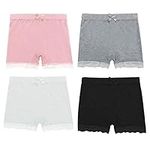 Girls Lace Shorts Under Dress Dance Bike Shorts for Playground Gym Sports (White, Pink, Grey, Black, 4T-5T)