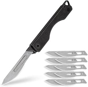 KeyUnity Cuchillo plegable de titanio KK01, navaja de bolsillo EDC con hoja intercambiable #24, para caza al aire libre, camping, pesca, senderismo para hombres y mujeres (PVD Negro)