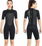 DIVE & SAIL Shorty Wetsuit Women 2mm Neoprene Back Zip Wetsuit Spring Suit for Snorkeling Surfing Kayaking Scuba Short Sleeve Wet Suit XS Size 2097BKF-XS,Women's black