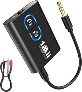 1Mii Bluetooth 5.3 Adapter für TV zu Kopfhörer, 2-in-1 Sender Empfänger, aptX Adaptive & HD kabelloses Audio Transmitter Receiver Klinke 3,5 für Stereoanlage Flugzeug MP3 -Upgraded