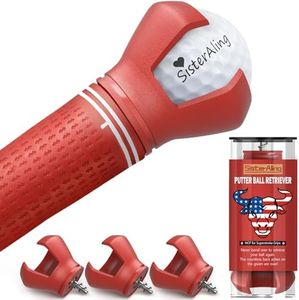 SisterAling 3-Prong Golf Ball Retriever Grabber Pick Up,Back Saver Claw Put On Putter Grip,Suction Cup Ball Grabber,Sucker for Golf Screws Tool (3 Pack, Red)