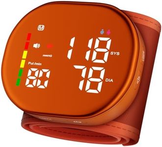 Double love Wrist Blood Pressure Monitor for Home Use - Upgraded Large LED Screen, Dual User 240 Memories with Carrying Case, Voice Broadcast, Adjustable bp Cuff (5.3-7.6 inches) - Orange