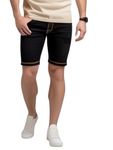 Ben Martin Men's Regular Fit Knee Length Golden Black Casual Wear Denim Shorts Size 34