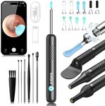 BEBIRD R1 Ear Wax Removal Tool - Spade Ear Cleaner with Ear Camera, 1080P Ear Scope, Earwax Remover Picker with 10 Replacement Tips Ear Pick with 6 LED Light for Earwax Cleaning, Support iPhone, Black