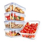 NutriChef 10-Piece Glass Food Containers - Stackable Superior Glass Meal-prep Storage Containers, Newly Innovated Leakproof Locking Lids w/Air Hole, Freezer-to-Oven-Safe (Blue)