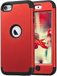 ULAK iPod Touch 7 Case, iPod Touch 6 Case, Heavy Duty High Impact Shockproof Dual Layer Protective Case for Apple iPod Touch 7th/6th/5th Generation (Red+Black)