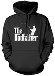 HotScamp The Rodfather - Unisex Hoodie - Fishing Fisherman Angling L Black