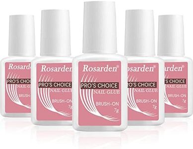 Nail Glue Extra Strong for Acrylic Nails, Brush on Nail Glue Extra Strong Nail Tips Press-On Nails Quick Dry On Fake Nails For Stick On Nails 5PCS