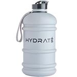 HYDRATE 2.2L Large Gallon Water Bottle - Gym Drinking Water Jug For Men - Sport & Workout Big Tumbler - Wide Mouth & Leak-Proof Design - Convenient Flip Cap & Carrying Loop - Fridge-Safe - Matte Grey