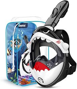 Dancial Snorkel Mask for Kids - 180° Panoramic View Full Face Diving Set, Anti-Leak, Anti-Fog, Free Breathing, Dry Top Swimming Mask, Shark Gift for Ages 4-12 (Black)