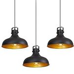 ALAISLYC Black Farmhouse Pendant Lights Matte Pendant Lighting for Kitchen Island Industrial Adjustable Height Vintage Dome Hanging Light Fixtures for Barn, Dining Room 3 Packs