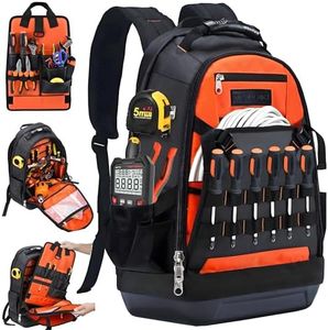 Stahlusdick Tool Backpack Heavy Duty, Large Backpack Tool Bag with Multiple Tool Pockets Hard Bottom for Electrician Construction - HVAC Tool Backpack for Men