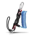 Scuba Diving Coiled Lanyard, Heavy Duty Stainless Steel Spring Lanyard Safety Retractable Cord Rope with Quick Release Buckle and Clip & O-Ring for Fix Underwater Camera or Dive Light Torch (Blue)