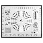 Silicone Baking Mat Pastry Mat with Measurement, 16" x 20" Black -Kids Rolling Mat for Fondant, Rolling Dough, Pie Crust, Pizza and Cookies - Kneading Mat, Fondant Mat, Dough Mat, Counter Mat