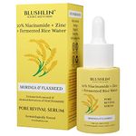 BLUSHLIN 10% Niacinamide Serum for Glowing & Brightening Skin with Vitamin C | Alpha Arbutin Face Serum for Men and Women for Oily Skin, Open Pores & Acne Prone Skin with Zinc & Brown Rice | 30Ml