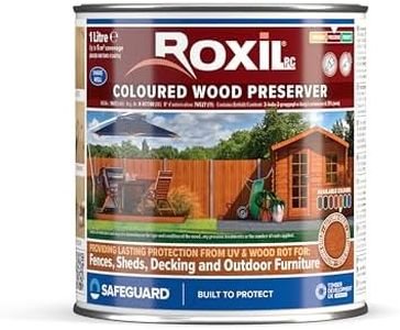 Roxil Wood Stain Preserver (Autumn Gold,1 Litre) - Fast-Drying Satin Finish for Decking, Fence, Shed, Furniture. 5 Year Waterproofing Protection for Indoor & Outdoor