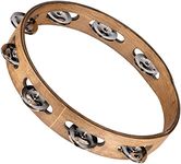 Meinl Percussion Traditional Wood Tambourine - 1-Row Tambourine - 10-inch Diameter - Siam Oak / Steel, Walnut Brown / Natural (TA1WB)