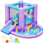 FBSPORT Inflatable Bounce House, Kids Bounce Castle Slide for Indoor Outdoor, Toddler Baby Water Jumper Bouncer, Kids Jumping Bouncy House with Blower, Ball Pit Pool, Basketball Hoop, Dart Game
