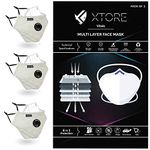 Xtore Unisex FDA CE Certified Cotton Reusable and Washable Anti-pollution N-95 Mask with Valve (Cream) -Pack of 3 Mask and 3 Filters