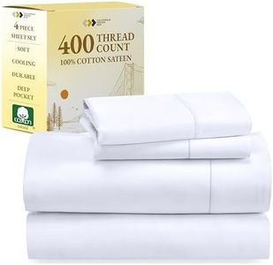 California Design Den 100% Cotton Sheets - 400 Thread Count Sateen Bed Sheets Queen Size Bed Set with Deep Pockets, Cool and Durable Bedding Set - White