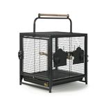 Bird Travel Carrier Cage Parrot Cage with Handle Wooden Perch & Seed Guard for Small Parrots Canaries Budgies Parrotlets Lovebirds Conures (Bar Spacing -12MM) - The Pets Kingdom