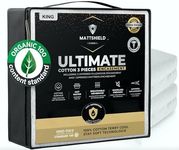 MATTSHIELD New Ultimate 3-Piece Kit - Bed Bug-Proof Mattress Cover King Size, Organic Cotton Top + 2 Pillow Protectors with Zipper - 6 Sided Waterproof Encasement, Best Bedbug Defense