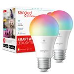 Sengled Smart Light Bulbs 2 Pack, WiFi Smart Bulb Compatible with Alexa & Google Home, Alexa Light Bulbs No Hub Required, RGBW Color Changing 2000K-6500K Dimmable, A19 E26 60W Equivalent 800LM CRI>90