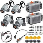 TEESE 50pcs Technic-Motor Set with Battery-Box-Switch-Cable, Gear-Axle-Universal-Joint, Compatible with Technic-Parts