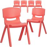 Flash Furniture 6 Pk. Red Plastic Stackable School Chair with 13.25'' Seat Height