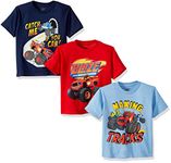 Nickelodeon Boys' Blaze & Monster Machines 3 Pack T-Shirt Bundle, Red/Royal/Sky Blue, 2 Years