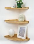 Godimerhea Corner Shelves Wall Mount, Farmhouse Rustic Corner Floating Shelf with Cord Hole, Wooden Storage Organizer Corner Wall Shelves for Kitchen Bathroom Living Room Bedroom Laundry, 12x12 Inch