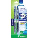 Pilot B2P, Bottle to Pen, Retractable Gel Roller Pens Made from Recycled Bottles, 2 Pen Pack, Fine Point, Blue -31606