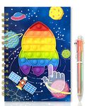 Pop Notebook for Kids with Pen, 21x14.5cm 160 Lined Pages Rocket Spiral Journal for Boys with 6 Multicolor Pen Fidget Kids Writing Notebook Birthday Gifts for Girls & Boys Ages 5 6 7 8 9 10 Years