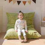 MAXYOYO 3 in 1 Kids Bean Bag Chair Bed, Convertible Chair from Bean Bag to Lounger, Child Floor Sofa with High-Density Foam Filling, Floor Couchfor Gaming, Reading, Green