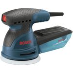 BOSCH ROS20VSC Palm Sander with Vacuum Dust Collector, 2.5 Amp 5 Inch Corded Variable Speed Random Orbital Sander, Polisher Kit with Soft Carrying Bag