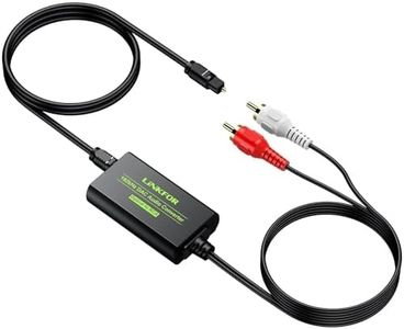 LiNKFOR DAC Converter Digital to Analog Converter Digital SPDIF Toslink to Analog Stereo Audio RCA L/R Audio Adapter with Optical Cable 3.5mm Jack Output for HDTV Blu Ray DVD Sky HD Amps TV Box