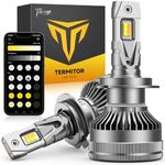 Termitor Smart H7 Light Bulb, 0-75000LM 1500% Super Brighter, App-Controlled Dimming & Color Temperature, 3000K Yellow to 6500K Cool White for Bluetooth H7 Fog Light, Plug and Play, Pack of 2