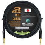 WORLDS BEST CABLES 15 Foot - Guitar Bass Instrument Cable Custom Made Using Mogami 2524 Wire and Neutrik NP2X-B ¼ Inch (6.35mm) Straight Gold TS Connectors