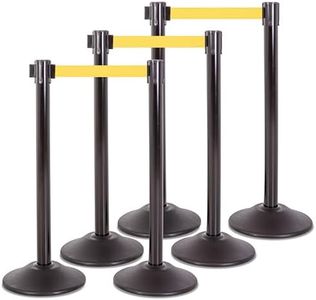 US Weight Heavy Duty Premium Steel Stanchion with 7.5-Foot Retractable Yellow Belt (Pack of 6)