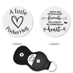 Pocket Hug Token Long Distance Relationship Gifts for Women Men Friends Graduation Birthday Gifts for Bestie Xmas Gifts for Best Friends Side by Side or Miles Apart Friends Gifts with Leather Keychain