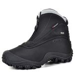 XPETI Men's SnowRider Mid Zipper Leather Waterproof Hiking Walking Boots Winter Snow Boots Black Size 6 UK