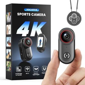 VIDCASTIVE 4K Mini Body Camera Wearable POV Action Cam with 1.47" Screen, 150-Min Battery, Magnetic & Clip Mount – Thumb-Size Sports Camera for Work, Travel, Pets and More (64 GB)