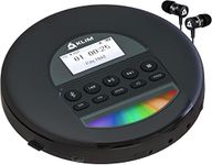 KLIM Nomad - NEW 2024 - Portable CD Player Walkman with Long-lasting Battery - With Headphones - Radio FM - Compatible MP3 CD Player Portable - TF Card Radio FM Bluetooth - Ideal for cars - Black