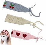 Hixixi 3PCS Knit Crochet Headband Floral Boho Lace Hollow Hairband Hippie Hair Bandanas Headbands Hairband for Women Girls (Style A)