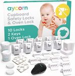 AYCORN® Magnetic Safety Cupboard Locks [10x] & Oven Lock [1x] for Children [Includes 2X Keys] Child & Baby Safety Proofing for Kitchen, Cabinets and Drawers, 30 Second Install