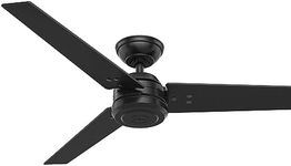 HUNTER FAN Protos, 132 cm, Indoor/Outdoor Ceiling Fan with Wall Control, Matte Black Finish, 3 Reversible Blades in Matte Black and Grey Walnut Stripe, Ideal for Summer or Winter, Model 50624