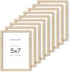 HAUS AND HUES 5x7 Wood Picture Frame Set of 9 - Natural Wood Frame, Beige 5x7 Picture Frame Wood for Poster,5x7 Photo Frame, 5x7 Wood Frame for Walls, 5x7 Frames for Pictures (Beige Oak Frame)